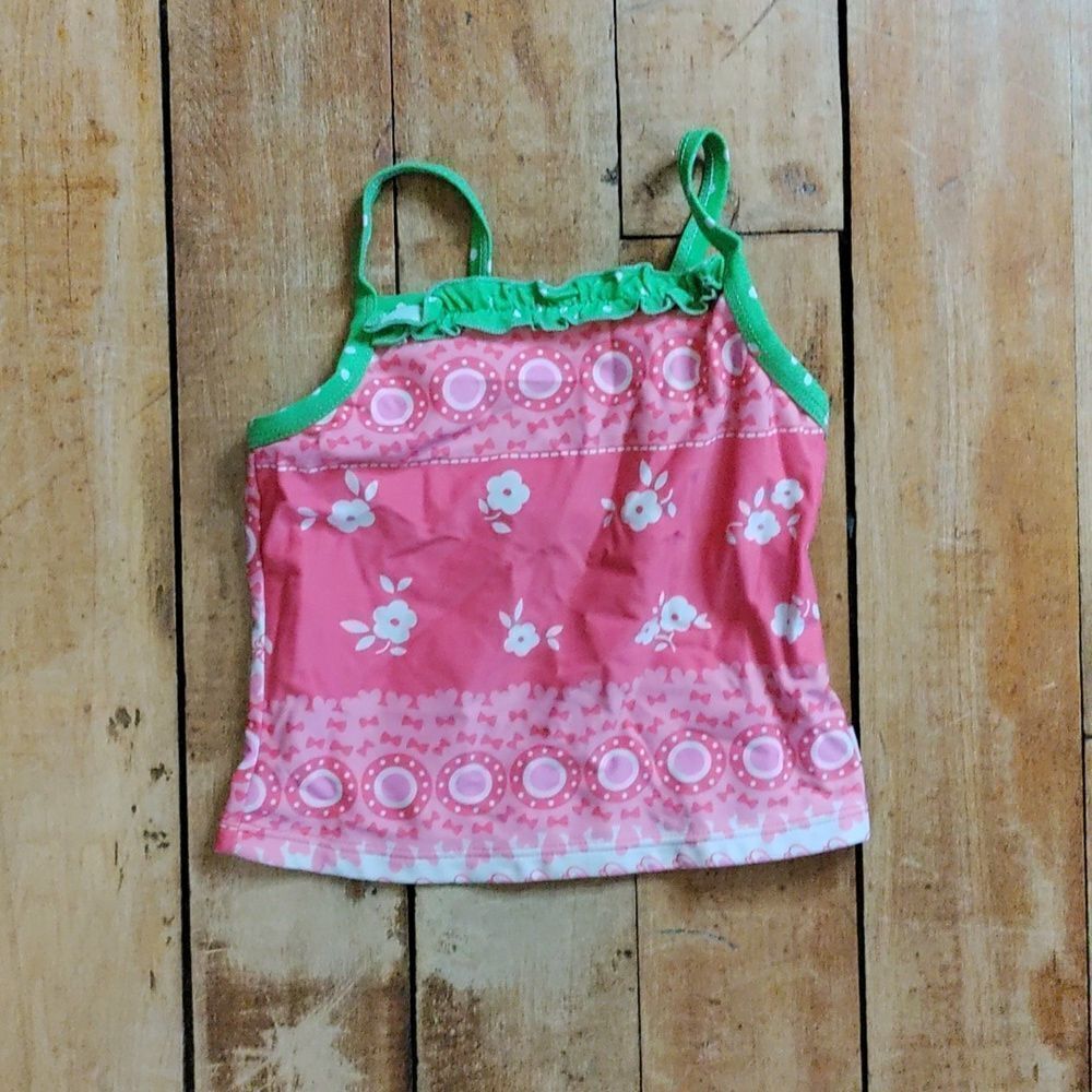 Floatimini Tankini 3T Pink Green Summer Swim Top Adjustable Straps